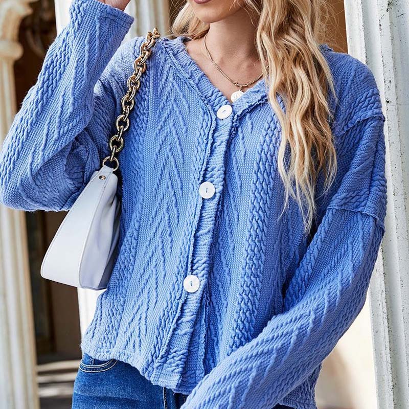 Fashion Button Long Sleeve Sweater Cardigan